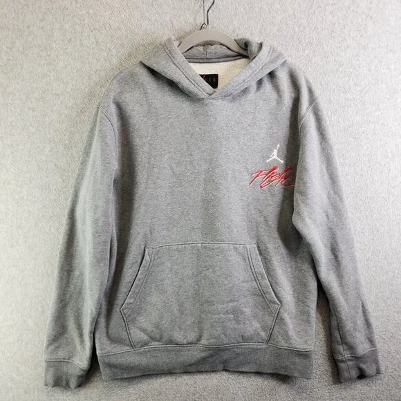 Jordan Hoodie Mens M Gray Flight Air Essentials Fleece Pullover Jumpman - Picture 14 of 14